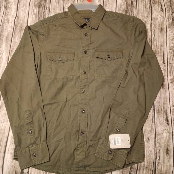 George Other - Men's Olive Green Button Down Shirt NWT, Size Small